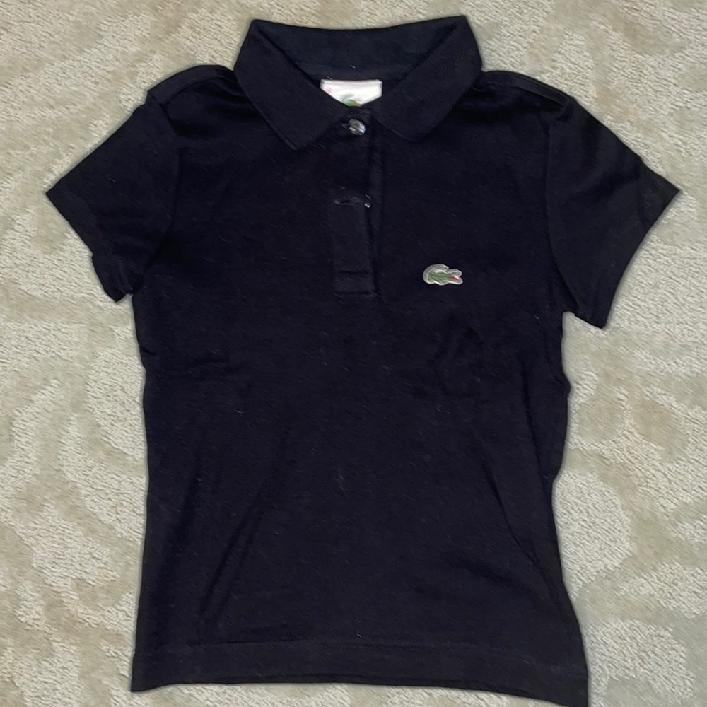 Girls black Lacoste polo size 8